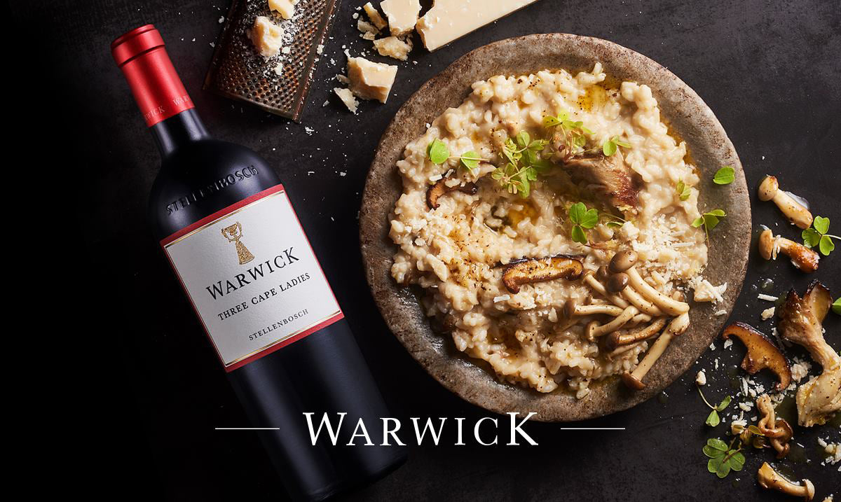 Warwick Three Cape Ladies - Wild Mushroom Risotto with foraged greens