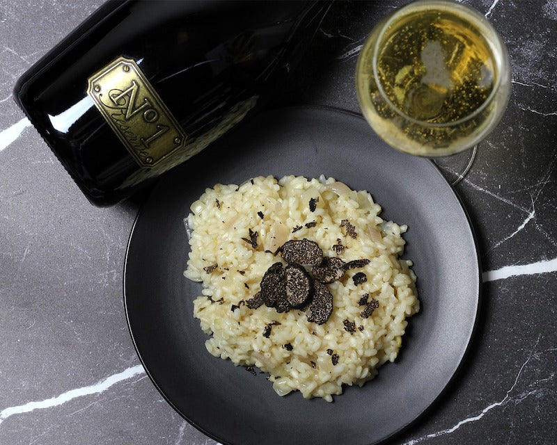 Featured wine and dish – Champagne Risotto with Truffles